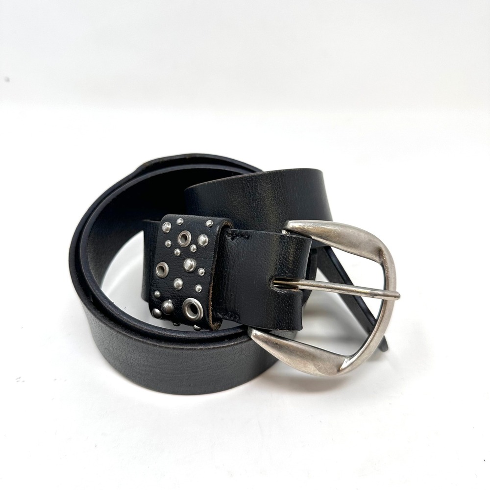 Unbranded Studded Loop 1.5" Black Leather Belt XL‎